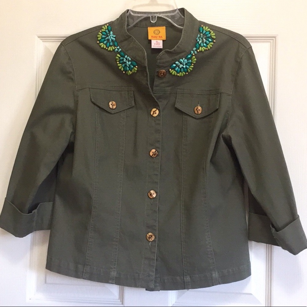 Ruby Rd. Turquoise Embellished Jacket - Picture 7 of 9